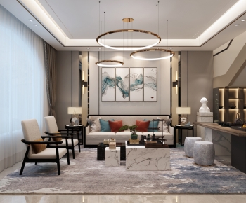 New Chinese Style A Living Room-ID:368128062
