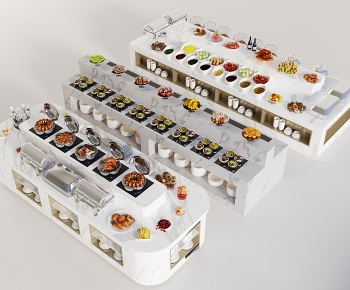 现代自助餐台工作台3D模型