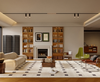 Modern Wabi-sabi Style A Living Room-ID:130907063