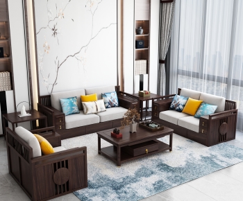 New Chinese Style A Living Room-ID:634192942