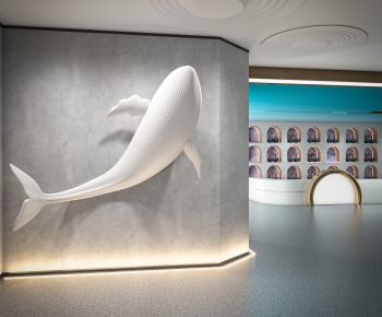 现代大厅鲸鱼雕塑-ID:458421953