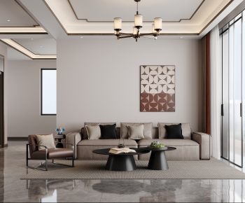 New Chinese Style A Living Room-ID:607954032