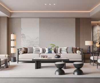 New Chinese Style A Living Room-ID:225977906