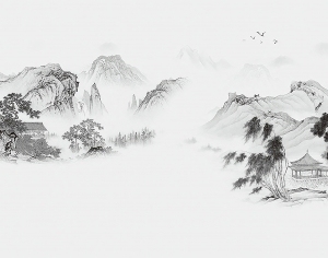 中式山水壁画-ID:5887388