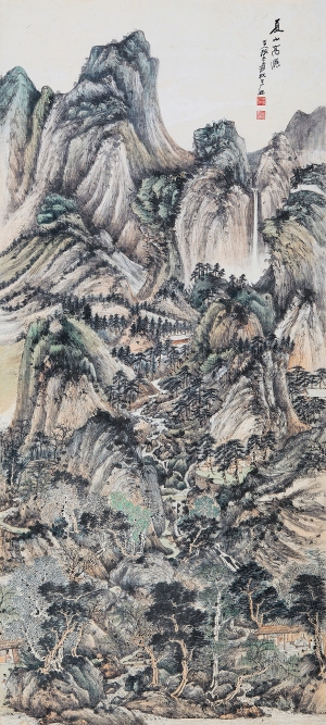 中式水墨山水风景画-ID:712409048
