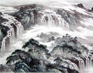 中式水墨山水风景画-ID:435045009