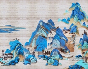 新中式山水背景墙壁纸-ID:5887608