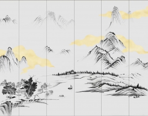 新中式山水背景墙壁纸-ID:708128936
