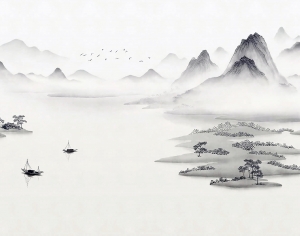 新中式水墨山水画-ID:443967109