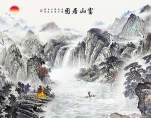 中式国画山水风景-ID:5887697