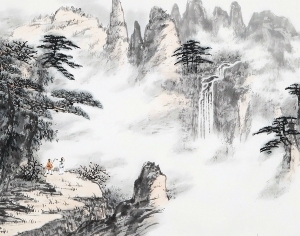 中式国画山水风景-ID:5887699