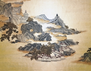 中式国画山水风景-ID:5887701