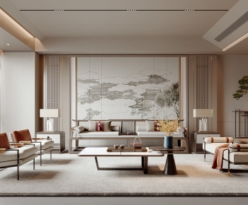 New Chinese Style A Living Room-ID:116458898