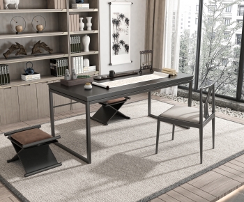 New Chinese Style Computer Desk And Chair-ID:689874894