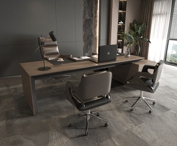 现代经理办公桌椅组合3D模型