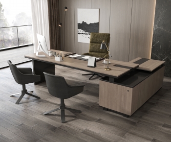 Modern Office Desk And Chair-ID:297585964
