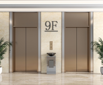Modern Office Elevator Hall-ID:734916932