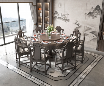 Chinese Style New Chinese Style Dining Table And Chairs-ID:210794932