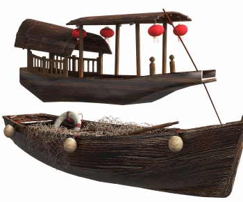 新中式木船棚船-ID:718687061