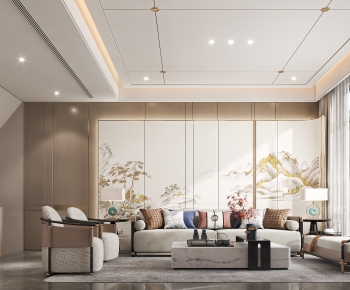 New Chinese Style A Living Room-ID:195388088
