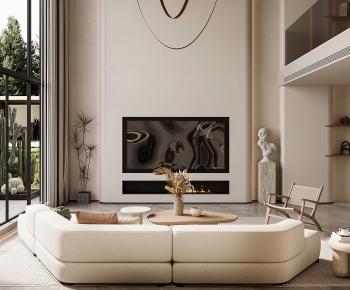 Modern Wabi-sabi Style A Living Room-ID:209916111