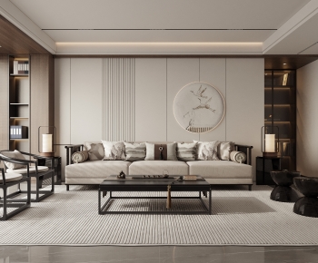 New Chinese Style A Living Room-ID:456660038