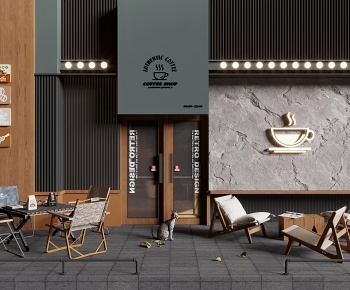 现代咖啡厅门面门头3D模型