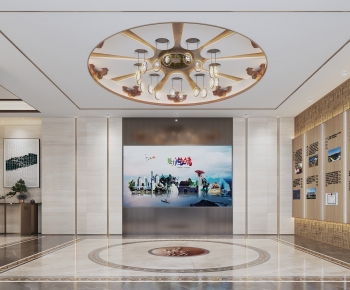 Modern New Chinese Style Office Elevator Hall-ID:767970138