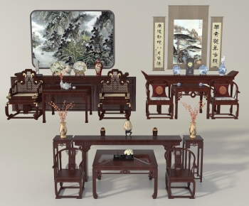 中式中堂桌椅组合-ID:982371091