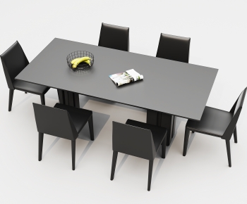 现代黑色餐桌椅组合-ID:506485949