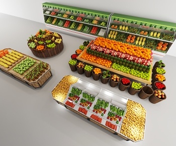 现代超市货架 蔬菜3D模型