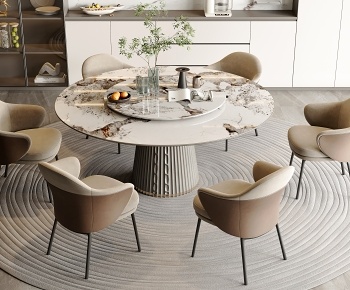 现代圆形餐桌椅3D模型