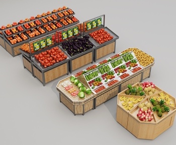现代超市蔬菜水果货架3D模型