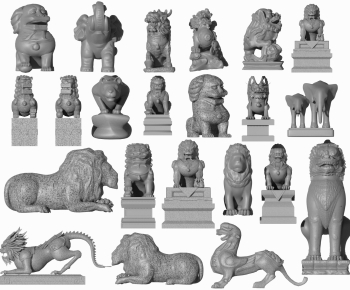 中式石狮子神兽麒麟雕塑-ID:646735912
