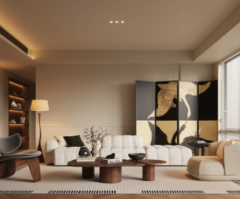 Modern Wabi-sabi Style A Living Room-ID:674056052