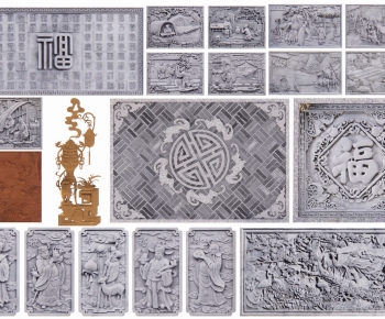 中式浮雕景墙 砖雕墙雕-ID:317955971