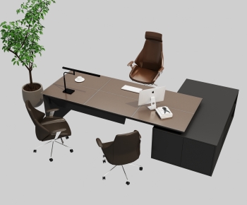 Modern Office Desk And Chair-ID:536814935