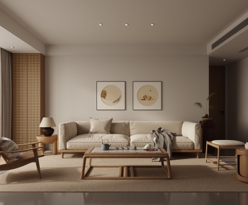 Modern Japanese Style Wabi-sabi Style A Living Room-ID:666600948