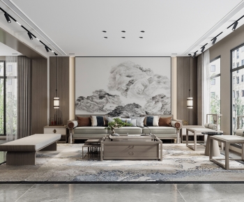New Chinese Style A Living Room-ID:523530967