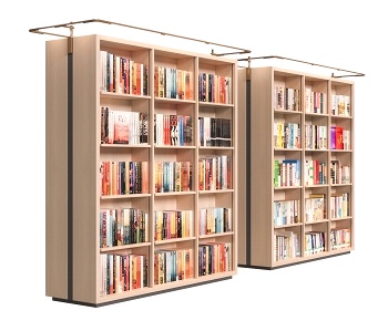 现代图书馆书柜3D模型
