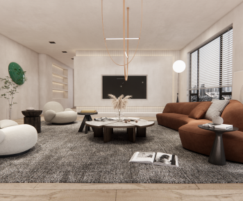 Modern Wabi-sabi Style A Living Room-ID:466655024