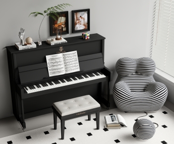 现代黑色烤漆钢琴 单人沙发-ID:679346087