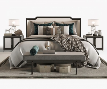 New Chinese Style Double Bed-ID:805917983
