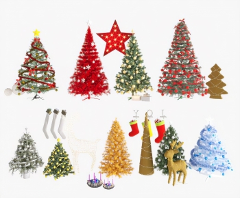 现代圣诞树装饰组合-ID:876379977