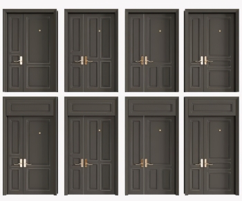 Simple European Style Unequal Double Door-ID:639620072