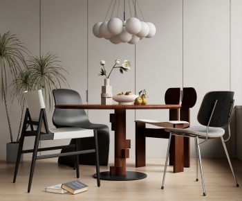 Modern Wabi-sabi Style Dining Table And Chairs-ID:754394058