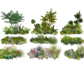 现代灌木绿植 花丛花卉3D模型