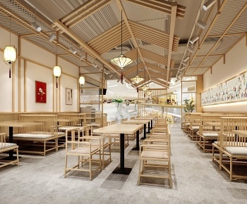 多场景-新中式餐厅+门头3D模型