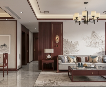 New Chinese Style A Living Room-ID:573653944