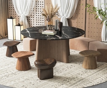 现代圆形休闲桌凳组合3D模型